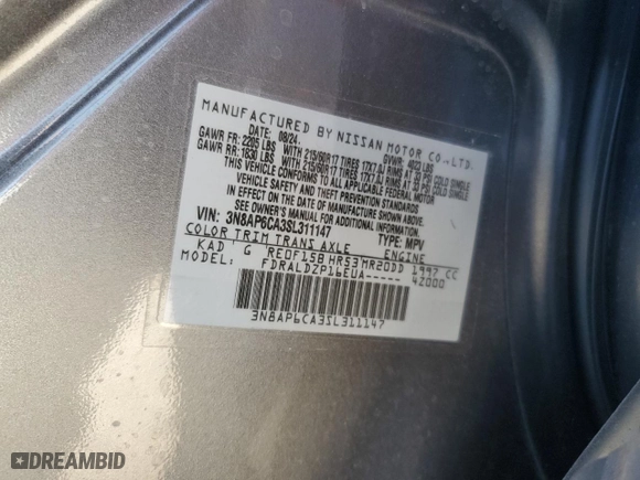 2025 Nissan Kicks SV with VIN 3N8AP6CA3SL311147, listed as a Copart auction lot 48866365 with 7,973 mi miles and Salvage Title. Bid and sale history available at carsss.com. Image 13.