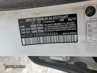 2017 Mercedes-Benz E with VIN WDDZF4JB0HA284884, listed as a Copart auction lot 55317155 with Not Provided miles and Salvage Title. Bid and sale history available at carsss.com. Image 13.