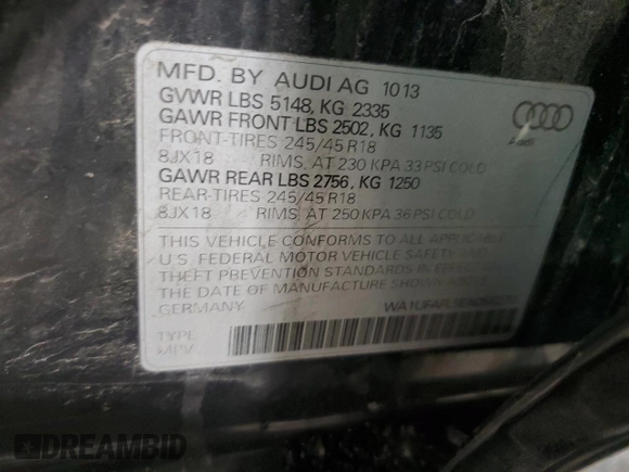 2014 Audi allroad Premium Plus with VIN WA1UFAFL5EA058270, listed as a Copart auction lot 86180934 with 0 mi miles and Salvage Title. Bid and sale history available at carsss.com. Image 12.