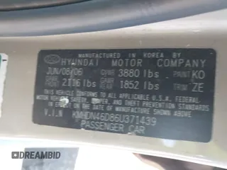 2006 Hyundai Elantra GLS z VIN KMHDN46D86U371439, wystawiony jako IAAI lot #41854932 z przebiegiem 147 933 mil mil oraz . Historia ofert i sprzedaży dostępna na DreamBid. Obrazek 9.