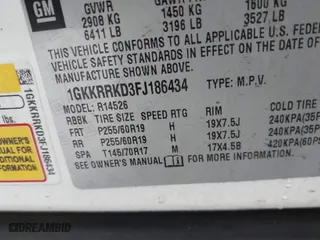 2015 GMC Acadia SLT with VIN 1GKKRRKD3FJ186434, listed as a IAAI auction lot 41718723 with NaN miles. Bid and sale history available at carsss.com. Image 9.