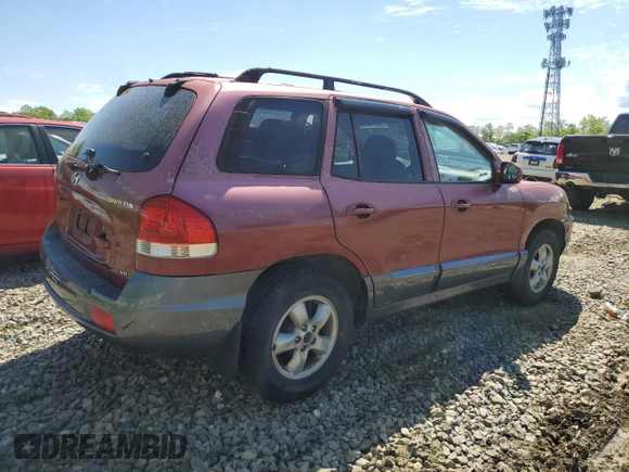 2005 Hyundai Santa Fe GLS with VIN KM8SC73D35U975899, listed as a Copart auction lot 56174615 with 182,798 mi miles and Salvage title. Bid and sale history available at DreamBid. Image 3.