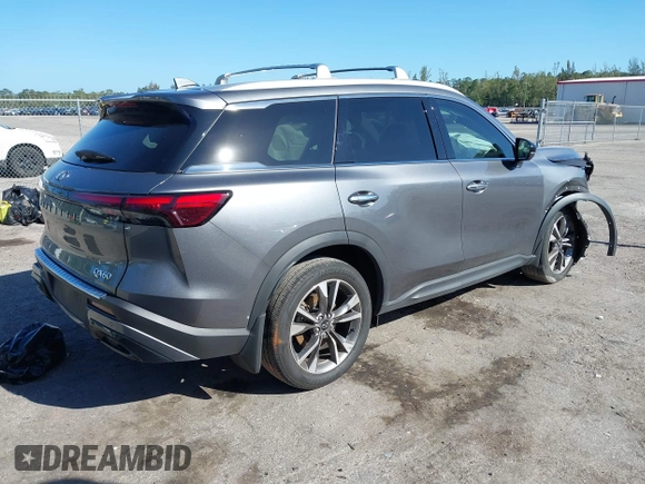 2023 Infiniti QX60 Luxe with VIN 5N1DL1FR1PC364789, listed as a IAAI auction lot 41833310 with 18,655 mi miles and . Bid and sale history available at DreamBid. Image 4.