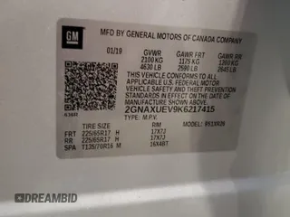 2019 Chevrolet Equinox LT z VIN 2GNAXUEV9K6217415, wystawiony jako Copart lot #55616405 z przebiegiem 61 149 mil mil oraz Szkoda całkowita • Salvage title. Historia ofert i sprzedaży dostępna na DreamBid. Obrazek 13.