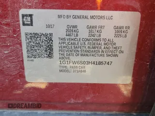2017 Chevrolet Bolt EV LT with VIN 1G1FW6S03H4185747, listed as a Copart auction lot 54933095 with 146,048 mi miles and Salvage title. Bid and sale history available at DreamBid. Image 12.
