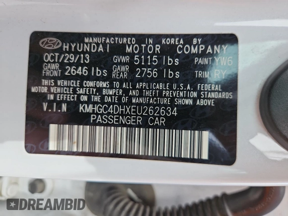 2014 Hyundai Genesis R-Spec z VIN KMHGC4DHXEU262634, wystawiony jako Copart lot #58714705 z przebiegiem 160 521 mil mil oraz Tytuł czysty. Historia ofert i sprzedaży dostępna na DreamBid. Obrazek 12.