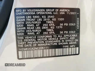 2022 Volkswagen Atlas SE with VIN 1V2WE2CA2NC205111, listed as a Copart auction lot 53278475 with 65,721 mi miles and Salvage title. Bid and sale history available at DreamBid. Image 13.