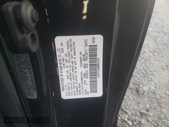 2022 Infiniti Q60 PURE with VIN JN1EV7JK6NM600315, listed as a Copart auction lot 79694504 with 84,201 mi miles and Salvage title. Bid and sale history available at DreamBid. Image 12.