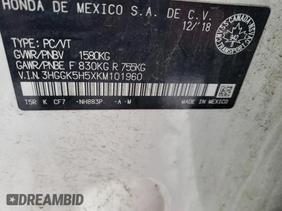 2019 Honda Fit LX с VIN 3HGGK5H5XKM101960, выставлен на аукционе Copart как лот 80474314 с пробегом 16 576 миль миль и Списание • Salvage title. История ставок и продаж доступна на DreamBid. Изображение 13.