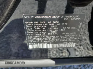 2024 Volkswagen Atlas Peak Edition SE z VIN 1V2CR2CAXRC568110, wystawiony jako Copart lot #48893395 z przebiegiem 10 441 mil mil oraz Nie do naprawy • Non repairable. Historia ofert i sprzedaży dostępna na DreamBid. Obrazek 13.