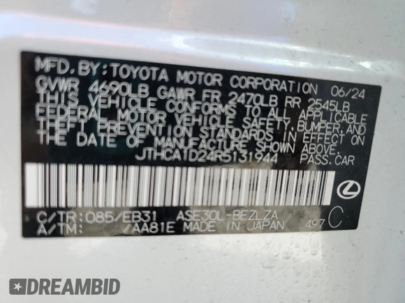 2024 Lexus IS 300 with VIN JTHCA1D24R5131944, listed as a Copart auction lot 84717014 with 4,561 mi miles and Salvage title. Bid and sale history available at DreamBid. Image 14.