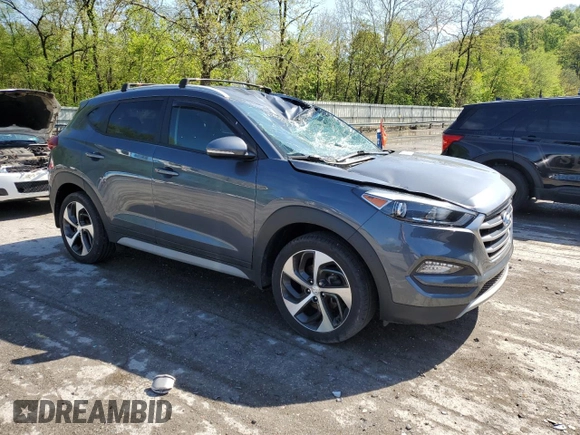2017 Hyundai Tucson Limited z VIN KM8J3CA25HU391188, wystawiony jako Copart lot #55727215 z przebiegiem 56 616 mil mil oraz Szkoda całkowita • Salvage title. Historia ofert i sprzedaży dostępna na DreamBid. Obrazek 4.