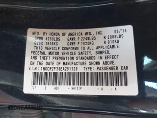 2014 Honda Accord LX with VIN 1HGCR2F35EA251129, listed as a IAAI auction lot 41963340 with 167,145 mi miles and . Bid and sale history available at carsss.com. Image 9.