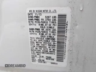 2014 Nissan Murano S z VIN JN8AZ1MW7EW508912, wystawiony jako IAAI lot #42454874 z przebiegiem 140 450 mil mil oraz . Historia ofert i sprzedaży dostępna na DreamBid. Obrazek 9.