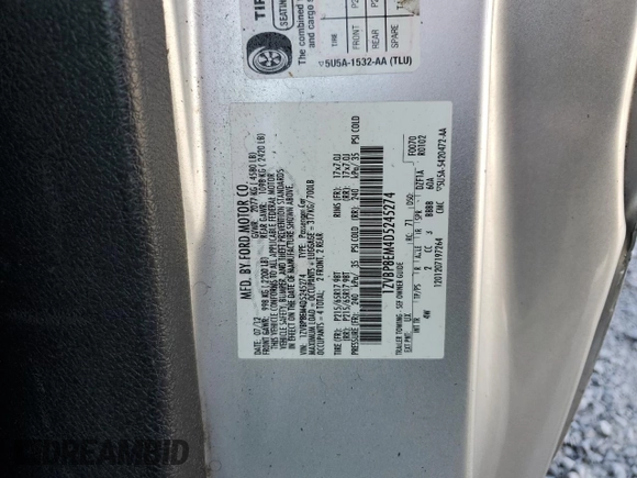 2013 Ford Mustang V6 with VIN 1ZVBP8EM4D5245274, listed as a Copart auction lot 59598065 with 223,891 mi miles and Salvage title. Bid and sale history available at DreamBid. Image 12.