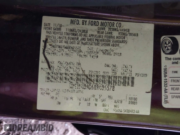 2011 Mercury Milan Premier с VIN 3MEHM0JG6BR605578, выставлен на аукционе IAAI как лот 42125505 с пробегом 148 634 миль миль и . История ставок и продаж доступна на DreamBid. Изображение 9.