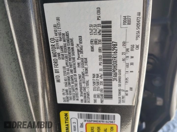 2015 Ford Fusion SE with VIN 3FA6P0HDXFR162987, listed as a Copart auction lot 56107405 with 113,256 mi miles and Clean Title. Bid and sale history available at DreamBid. Image 12.