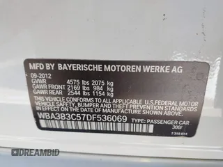 2013 BMW 3 Series 328i xDrive z VIN WBA3B3C57DF536069, wystawiony jako IAAI lot #41506171 z przebiegiem Nie podano mil oraz . Historia ofert i sprzedaży dostępna na DreamBid. Obrazek 9.
