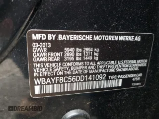 2013 BMW 7 Series 750Li xDrive z VIN WBAYF8C56DD141092, wystawiony jako Copart lot #46121145 z przebiegiem 175 525 mil mil oraz Czysty tytuł • Clean title. Historia ofert i sprzedaży dostępna na DreamBid. Obrazek 12.