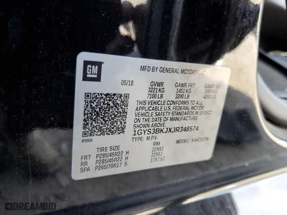 2018 Cadillac Escalade Luxury with VIN 1GYS3BKJXJR348574, listed as a Copart auction lot 81994574 with 143,867 mi miles and Salvage Title. Bid and sale history available at carsss.com. Image 15.