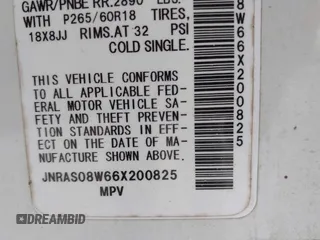 2006 Infiniti FX with VIN JNRAS08W66X200825, listed as a IAAI auction lot 41969913 with 239,564 mi miles. Bid and sale history available at carsss.com. Image 9.