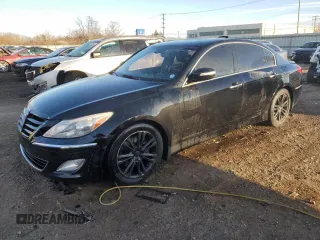 2013 Hyundai Genesis 3.8L with VIN KMHGC4DD0DU227354, listed as a Copart auction lot 46802225 with 157,652 mi miles and Salvage Title. Bid and sale history available at carsss.com. Image 1.