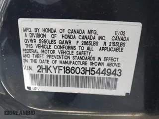 2003 Honda Pilot EX with VIN 2HKYF18603H544943, listed as a IAAI auction lot 41726443 with 178,413 mi miles. Bid and sale history available at carsss.com. Image 9.