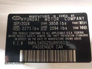 2025 Hyundai Elantra SEL Convenience z VIN KMHLS4DG2SU895603, wystawiony jako IAAI lot #41418366 z przebiegiem 209 mil mil oraz . Historia ofert i sprzedaży dostępna na DreamBid. Obrazek 9.