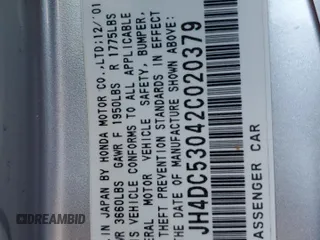 2002 Acura RSX Type S with VIN JH4DC53042C020379, listed as a Copart auction lot 46705055 with 143,245 mi miles and Salvage Title. Bid and sale history available at carsss.com. Image 14.