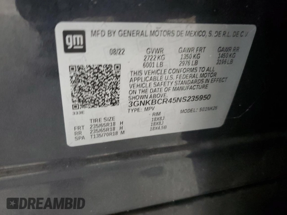 2022 Chevrolet Blazer LT z VIN 3GNKBCR45NS235950, wystawiony jako Copart lot #74542204 z przebiegiem Nie podano mil oraz Szkoda całkowita • Salvage title. Historia ofert i sprzedaży dostępna na DreamBid. Obrazek 13.