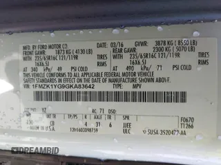 2016 Ford Transit Passenger XL с VIN 1FMZK1YG9GKA83642, выставлен на аукционе IAAI как лот 42417571 с пробегом 185 998 миль миль и . История ставок и продаж доступна на DreamBid. Изображение 9.