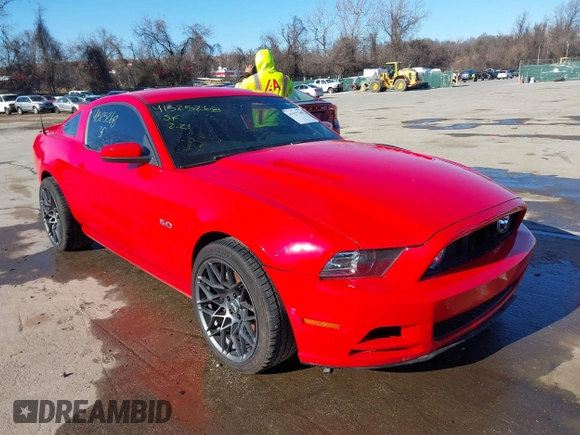 2013 Ford Mustang GT with VIN 1ZVBP8CFXD5215667, listed as a IAAI auction lot 41525268 with 129,561 mi miles and . Bid and sale history available at DreamBid. Image 1.