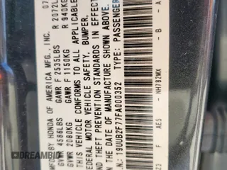 2015 Acura TLX Advance with VIN 19UUB2F77FA000352, listed as a Copart auction lot 60618585 with 95,205 mi miles and Salvage title. Bid and sale history available at DreamBid. Image 12.
