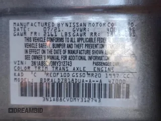 2021 Nissan Sentra SV with VIN 3N1AB8CV0MY312743, listed as a Copart auction lot 44067945 with 60,432 mi miles and Salvage Title. Bid and sale history available at DreamBid. Image 14.