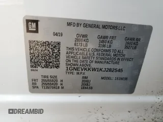 2019 Chevrolet Traverse Premier with VIN 1GNEVKKW1KJ282545, listed as a Copart auction lot 66208724 with 74,390 mi miles and Salvage Title. Bid and sale history available at carsss.com. Image 13.