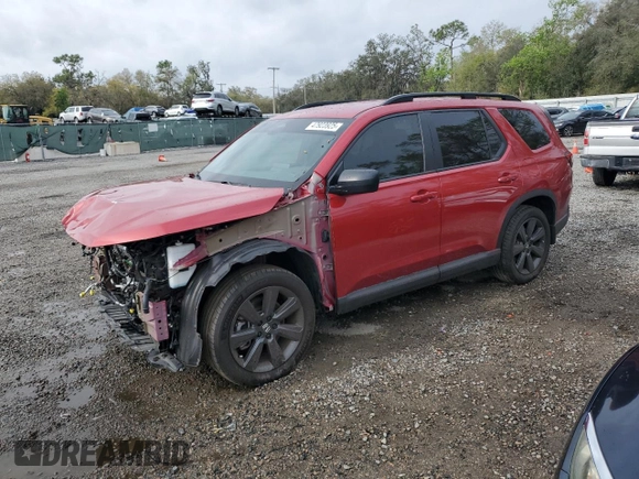 2023 Honda Pilot Sport with VIN 5FNYG2H31PB015143, listed as a Copart auction lot 47923925 with 28,279 mi miles and Salvage Title. Bid and sale history available at carsss.com. Image 1.