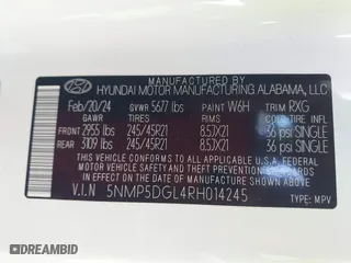 2024 Hyundai Santa Fe Calligraphy with VIN 5NMP5DGL4RH014245, listed as a IAAI auction lot 41672038 with 14,658 mi miles. Bid and sale history available at carsss.com. Image 9.