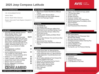 2025 Jeep Compass Latitude с VIN 3C4NJDBN6ST547007, выставлен на аукционе Copart как лот 59798085 с пробегом 6 475 миль миль и На запчасти • Non repairable. История ставок и продаж доступна на DreamBid. Изображение 13.