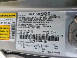 2020 Ford Fusion SE with VIN 3FA6P0LU5LR104854, listed as a Copart auction lot 57172725 with 47,470 mi miles and Salvage title. Bid and sale history available at DreamBid. Image 13.