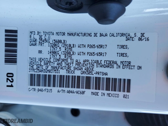 2016 Toyota Tacoma SR with VIN 3TMCZ5AN3GM037531, listed as a Copart auction lot 47276155 with 152,354 mi miles and Salvage Title. Bid and sale history available at carsss.com. Image 14.