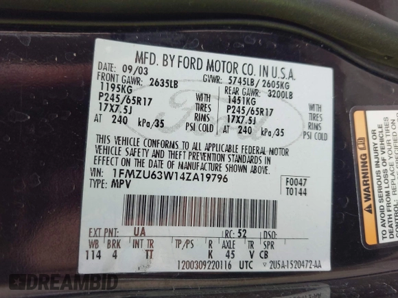 2004 Ford Explorer XLT с VIN 1FMZU63W14ZA19796, выставлен на аукционе IAAI как лот 41746823 с пробегом Не указан миль и . История ставок и продаж доступна на DreamBid. Изображение 9.