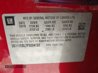 2015 Chevrolet Impala LT z VIN 2G1115SL7F9234133, wystawiony jako IAAI lot #42496378 z przebiegiem 247 819 mil mil oraz . Historia ofert i sprzedaży dostępna na DreamBid. Obrazek 9.