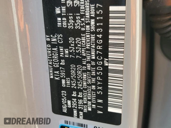 2024 Kia Telluride SX X-Line with VIN 5XYP5DGC7RG431157, listed as a Copart auction lot 48375855 with 17,765 mi miles and Salvage Title. Bid and sale history available at carsss.com. Image 14.