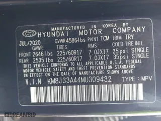 2021 Hyundai Tucson Value with VIN KM8J33A44MU309432, listed as a IAAI auction lot 41653676 with 67,036 mi miles. Bid and sale history available at carsss.com. Image 9.