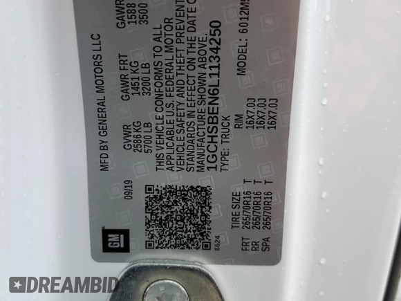 2020 Chevrolet Colorado 2WD Work Truck z VIN 1GCHSBEN6L1134250, wystawiony jako Copart lot #88162005 z przebiegiem 89 449 mil mil oraz Szkoda całkowita • Salvage title. Historia ofert i sprzedaży dostępna na DreamBid. Obrazek 12.