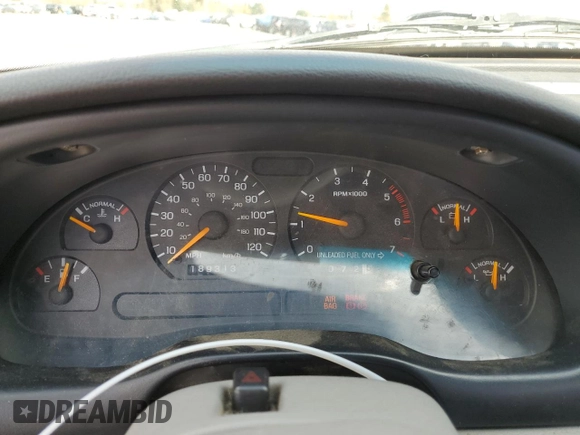 1998 Ford Mustang with VIN 1FAFP4041WF104623, listed as a Copart auction lot 50089825 with 189,313 mi miles and Salvage title. Bid and sale history available at DreamBid. Image 9.