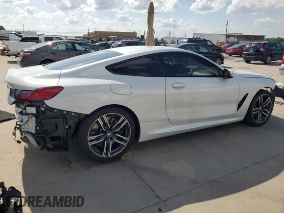 2022 BMW 8 Series 840i with VIN WBAAE2C00NCH19865, listed as a Copart auction lot 62617094 with 38,160 mi miles and Salvage Title. Bid and sale history available at carsss.com. Image 3.