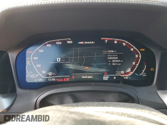 2020 BMW 3 Series M340i xDrive with VIN WBA5U9C00LFH68766, listed as a Copart auction lot 49077125 with 56,730 mi miles and Salvage Title. Bid and sale history available at DreamBid. Image 9.