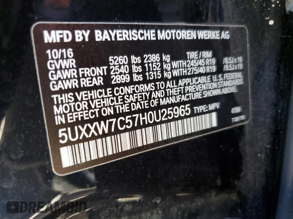 2017 BMW X4 M40i with VIN 5UXXW7C57H0U25965, listed as a Copart auction lot 72104593 with 75,325 mi miles. Bid and sale history available at carsss.com. Image 13.