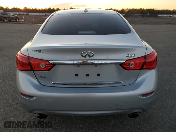 2017 Infiniti Q50 2.0t Premium with VIN JN1CV7AR7HM682645, listed as a Copart auction lot 83334894 with 0 mi miles and Salvage Title. Bid and sale history available at carsss.com. Image 6.